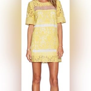 Yellow lace shift dress